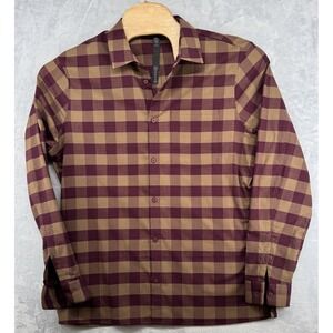 Lululemon Plaid Shirt Brown Masons Peak Flannel Button Up Long Sleeve Men's‎ XL